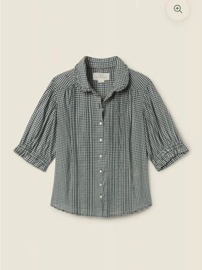 Trovata Gemma Button-Front Puff Sleeve Blouse Size Medium